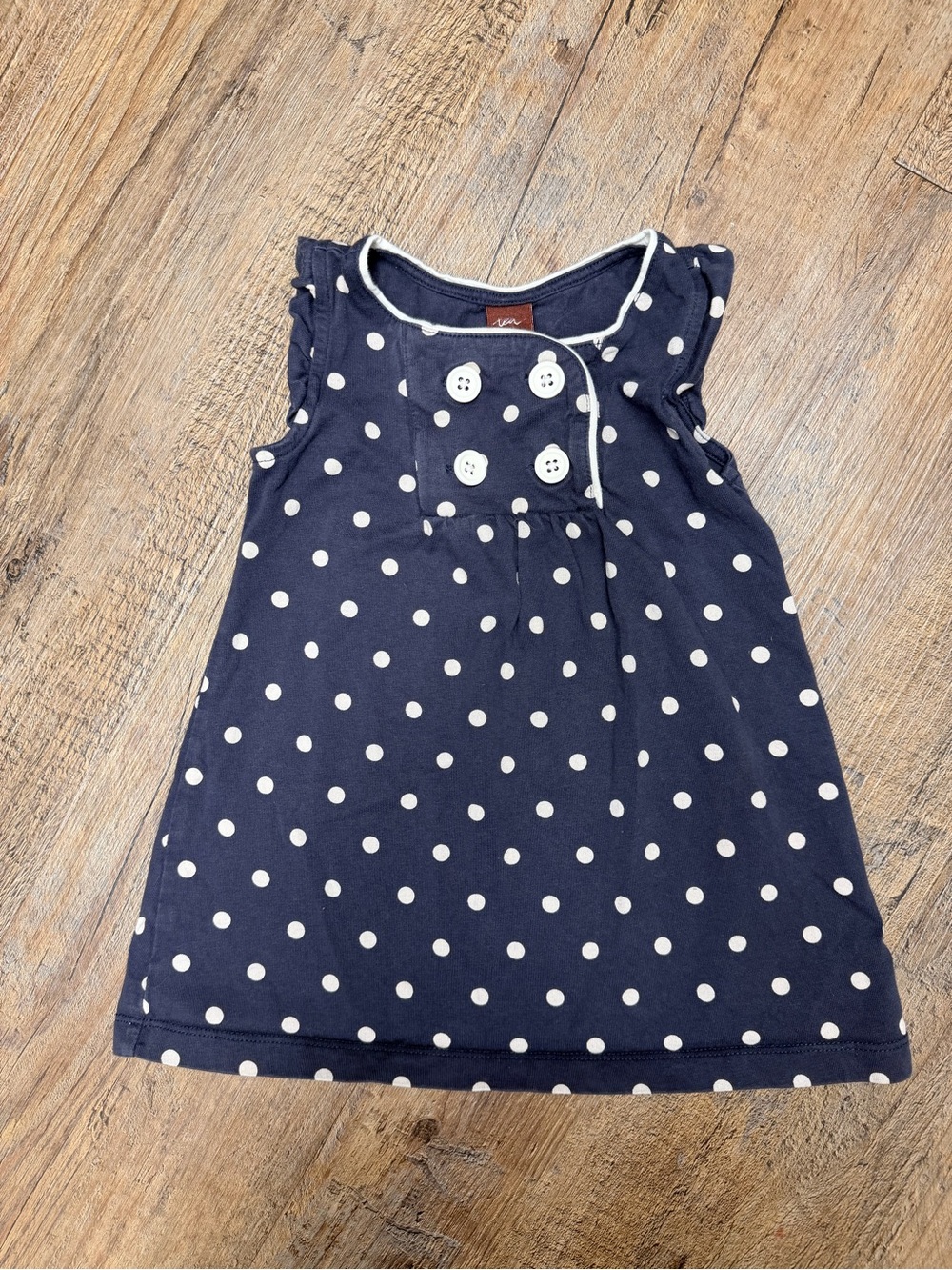 Tea baby Polka Dot Navy Sleeveless Dress Top - size 12-18 months